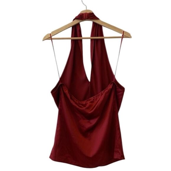 NWT Theory Ertil Convertible Cross Front Plunge Silk
Halter Top Red Dahlia Small - Picture 11 of 12